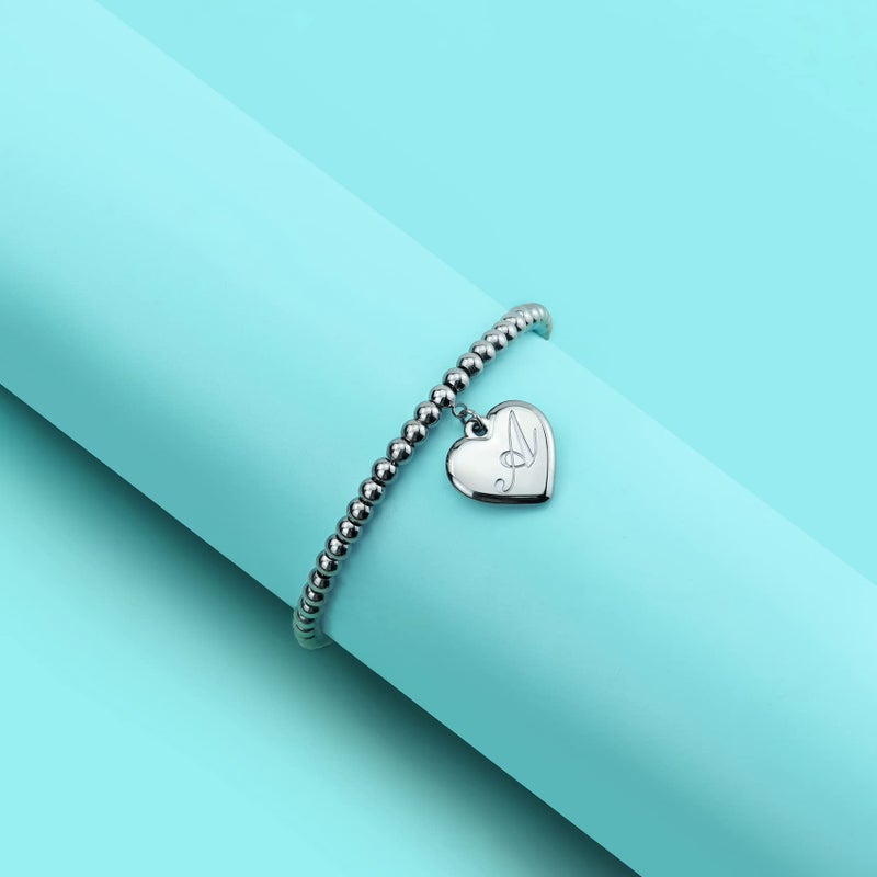 Monily Initial Bracelet for Women Heart Tag Bead Bracelet Letter A Bracelets Birthday Gifts - Image 4